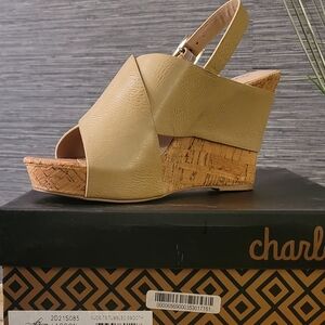 Charlies Beige Cork Wedge Sandals
